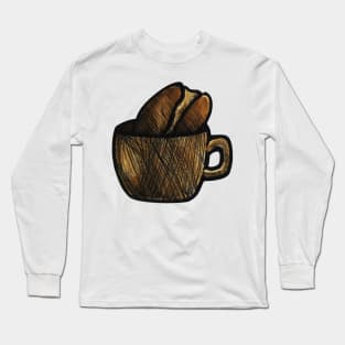 coffee bean in cup Long Sleeve T-Shirt